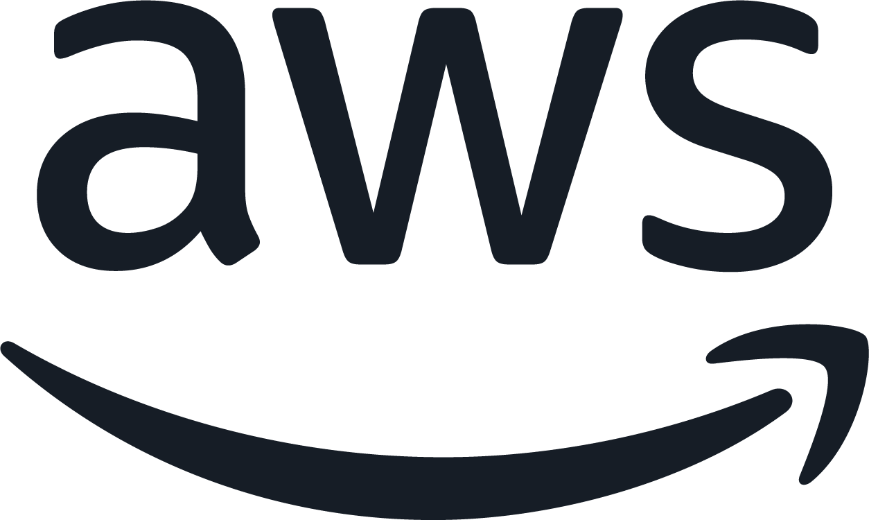 Amazon Web Services (AWS) logo featuring the lowercase letters 'aws' in bold dark grey font with a curved arrow beneath it.